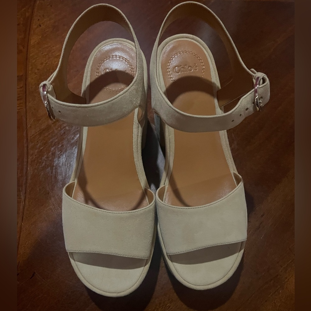 Brand new Chloe heeled sandals, nude, never worn, size 38.5 or 8.5. No box